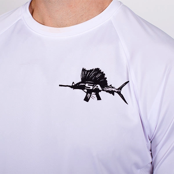 Performance Long Sleeve Shirt | White | Blackout Flag Fins Stripes XL ONLY AVAILABLE SIZE