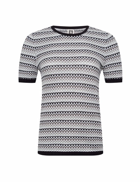 Plus Stripe Stitch Sleeve Crew Neck Top