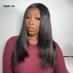 PRE MAX™ - Layer Cut Super Natural Hairline Silky Straight Glueless 13x4 Frontal Lace Wig Human Hair Pre-Cut Lace