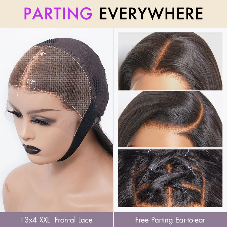 PRE MAX™ - Layer Cut Super Natural Hairline Silky Straight Glueless 13x4 Frontal Lace Wig Human Hair Pre-Cut Lace