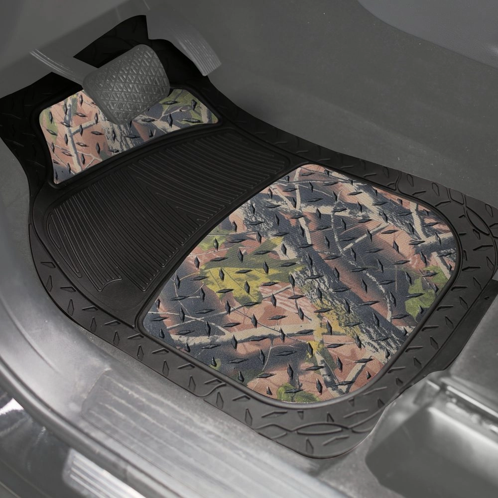 Premium Trimmable ClimaProof Autumn Camo Non-Slip Rubber Floor Mats - Full Set Dark Camo