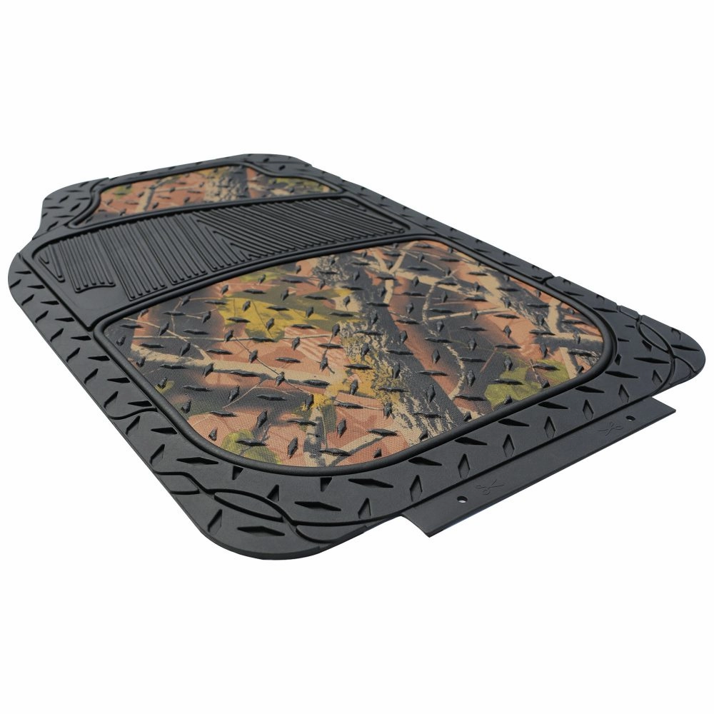 Premium Trimmable ClimaProof Autumn Camo Non-Slip Rubber Floor Mats - Full Set Dark Camo