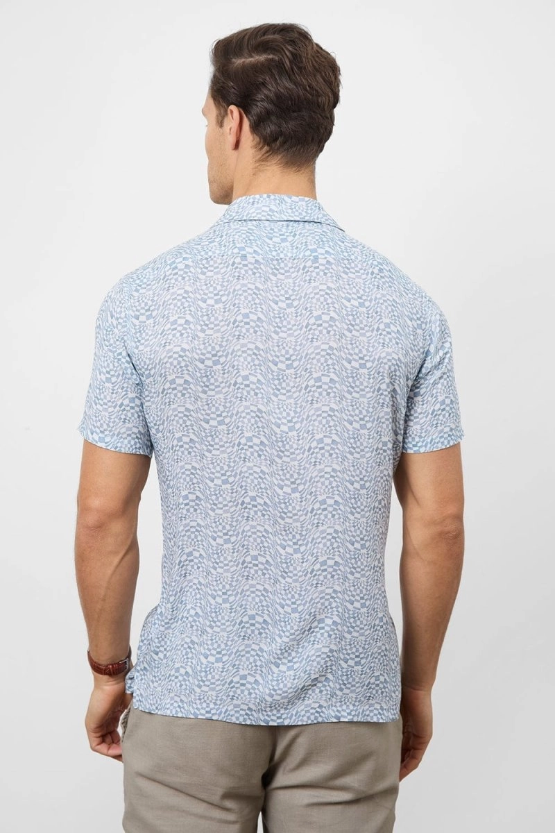 Printed Shirt in Blue Optical Geo
