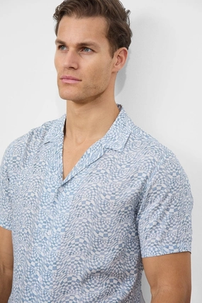 Printed Shirt in Blue Optical Geo