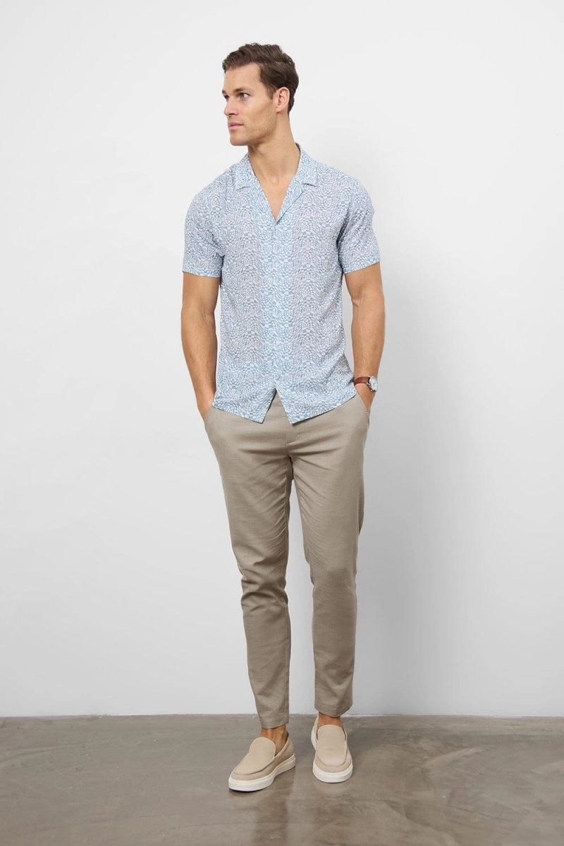 Printed Shirt in Blue Optical Geo