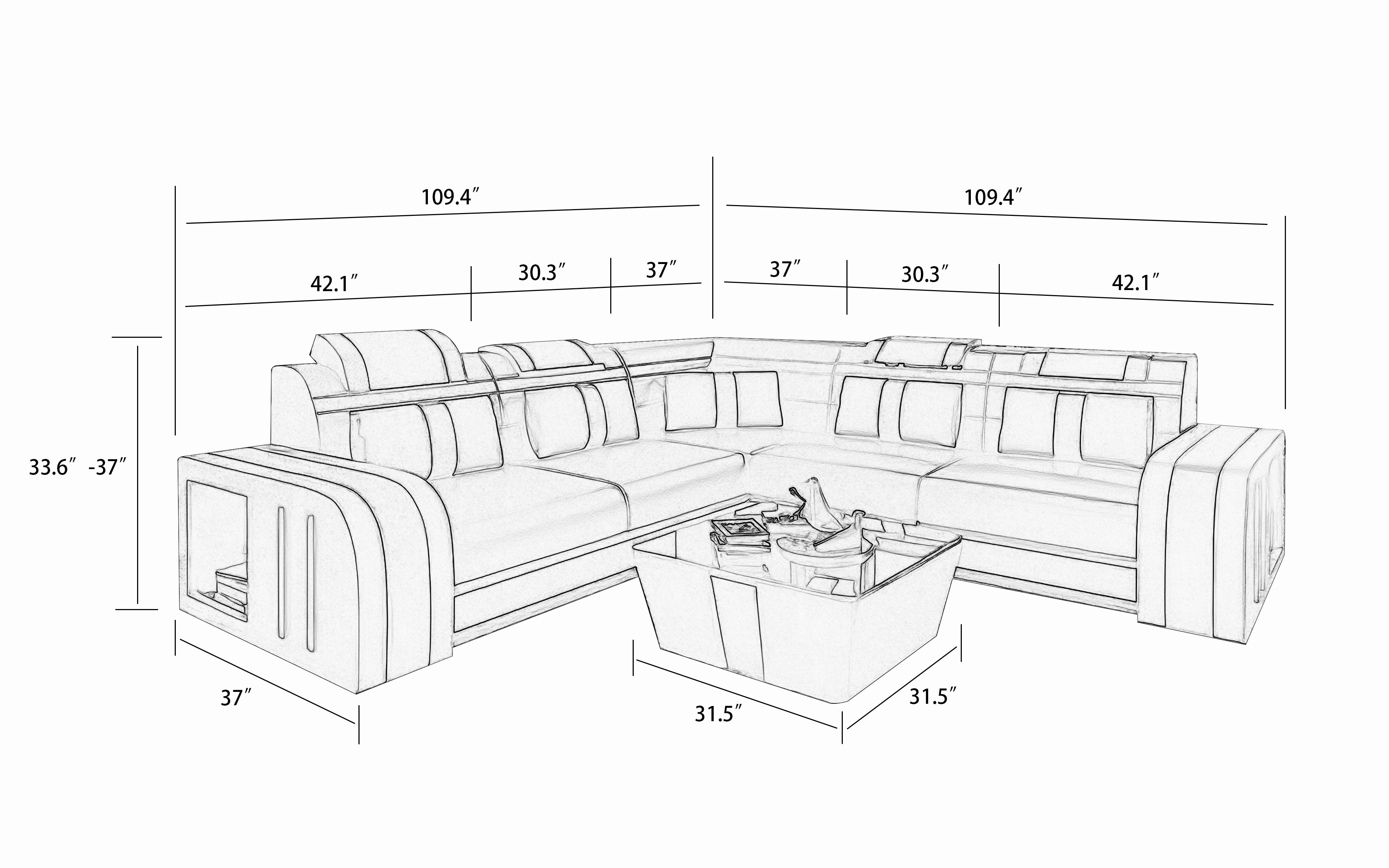 Ralutic Leather Corner Sectional with Side Storage