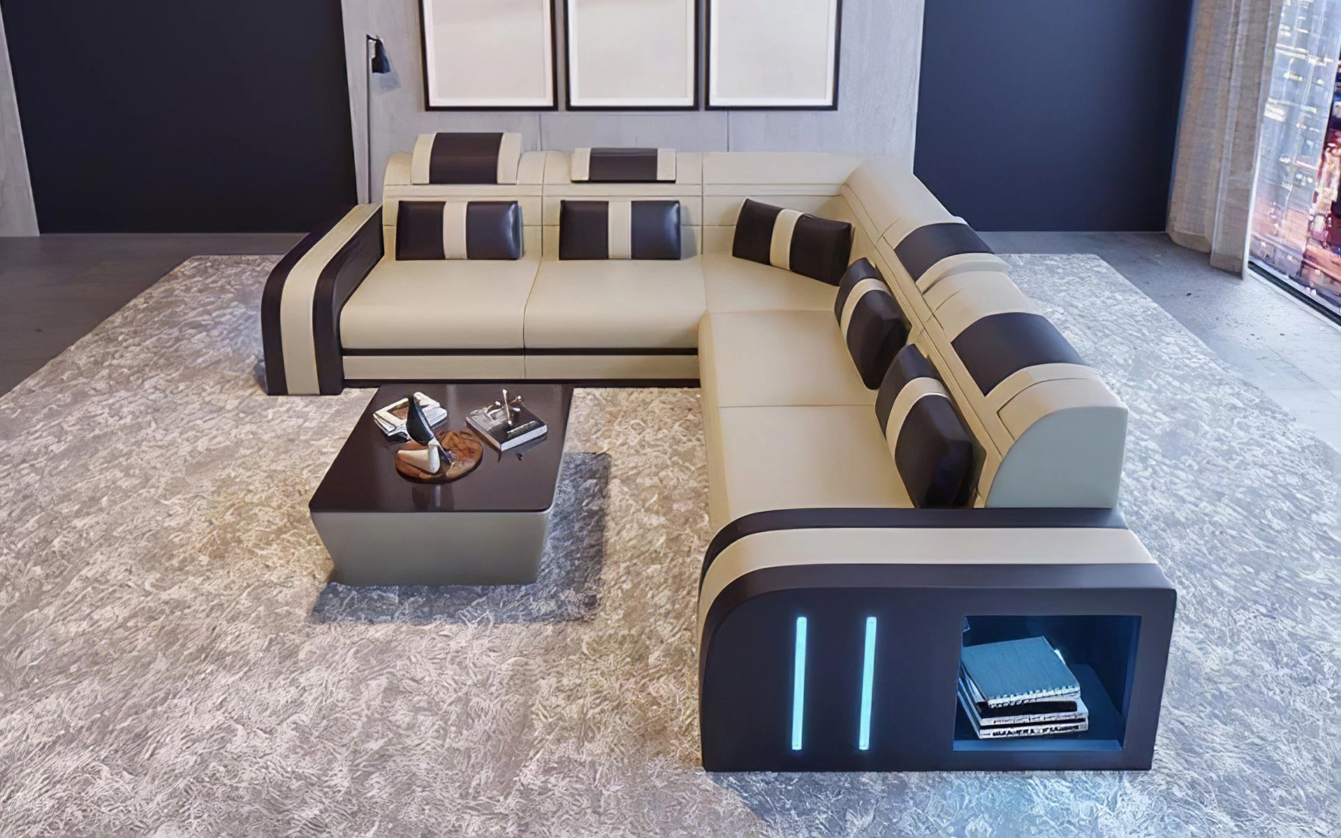 Ralutic Leather Corner Sectional with Side Storage