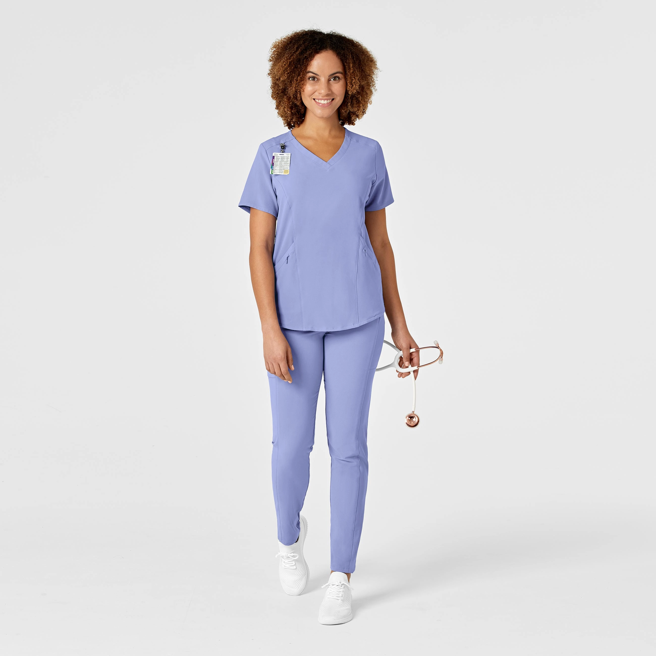 RENEW Women's V-Neck Scrub Top - Ceil Blue
