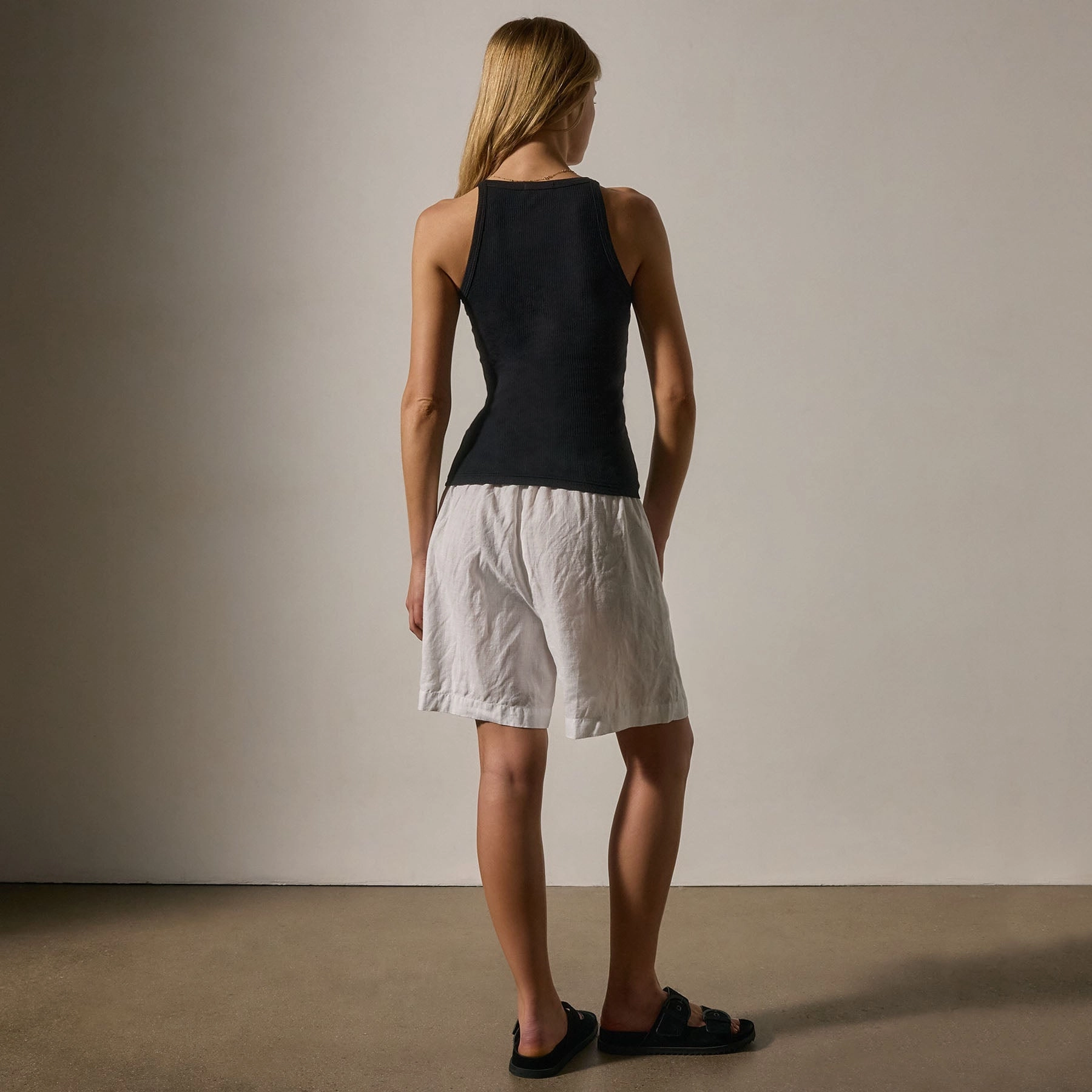 Ribbed High Neck Cami - Black