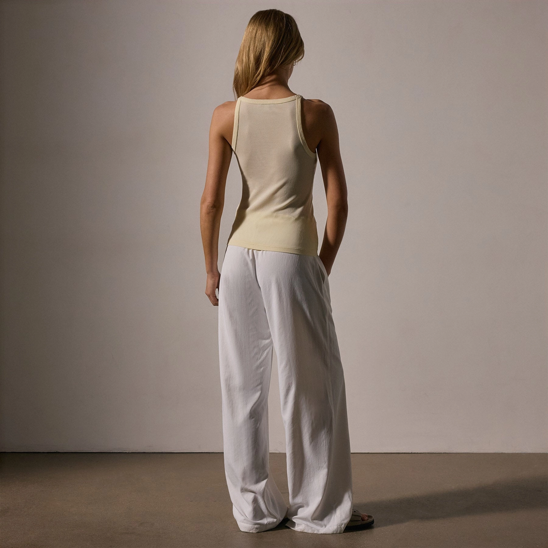 Ribbed High Neck Cami - Naples Yellow Pigment