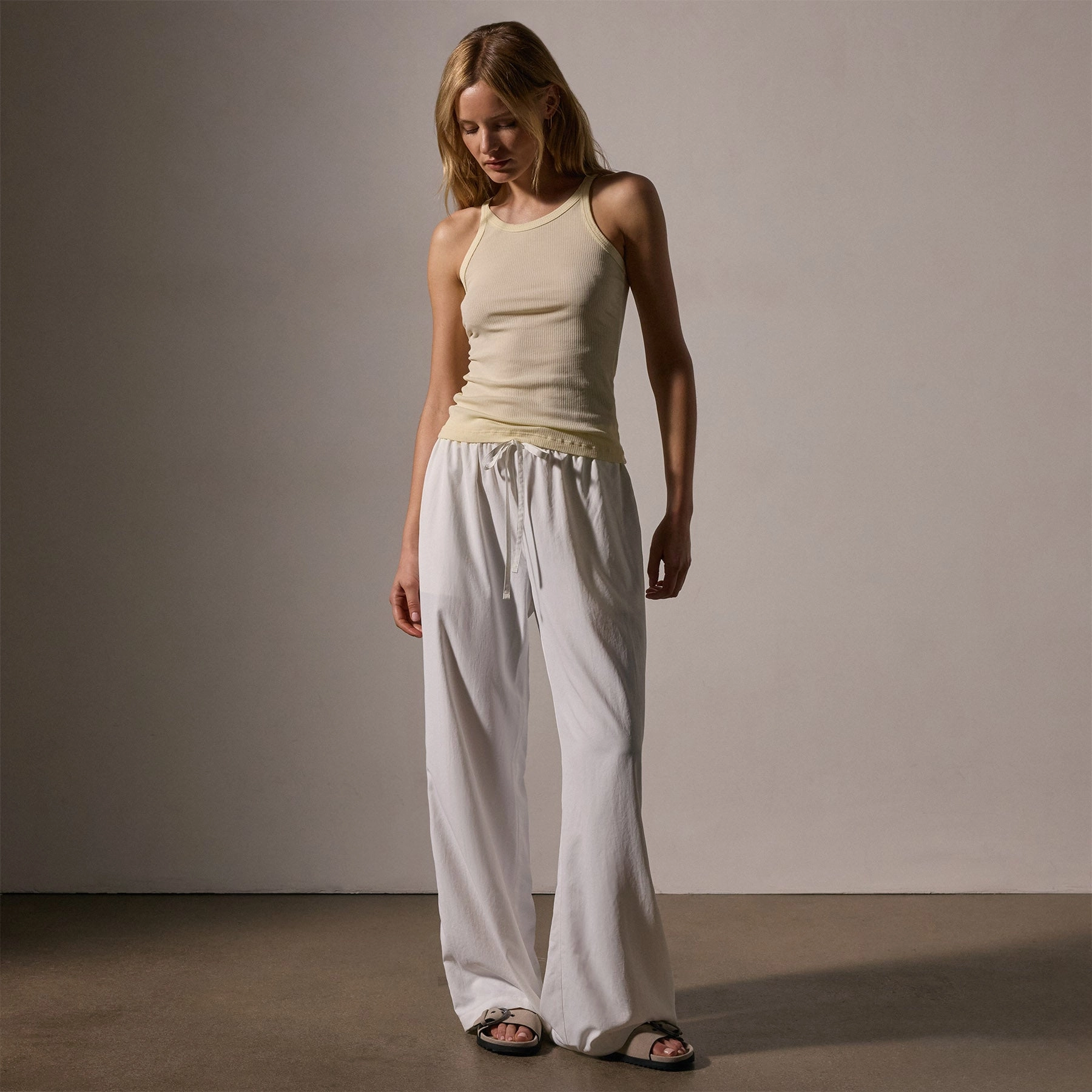 Ribbed High Neck Cami - Naples Yellow Pigment