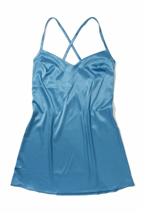 Rosalie Satin Sleep Chemise in Blue