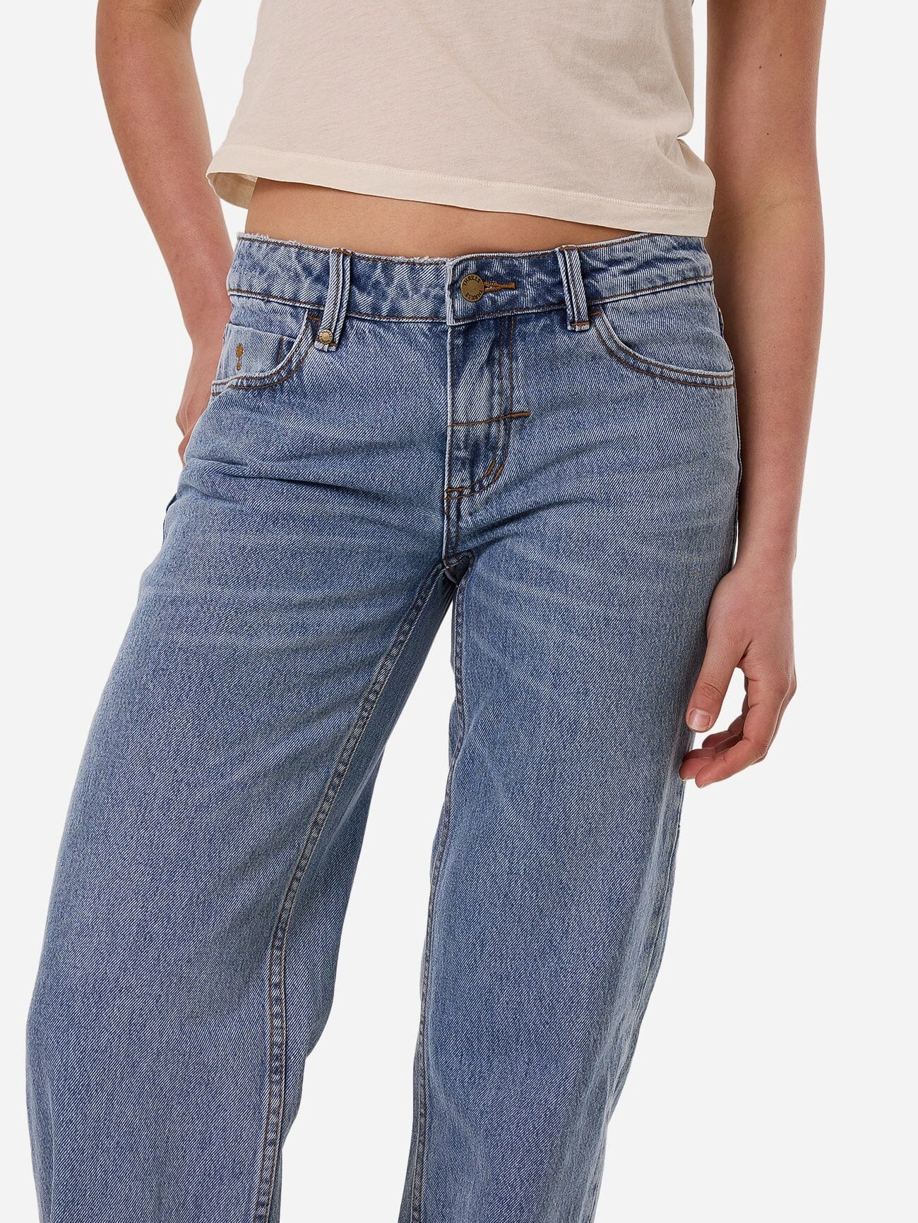 Saskia Low Rise Straight Jean  - Vintage Stone Blue