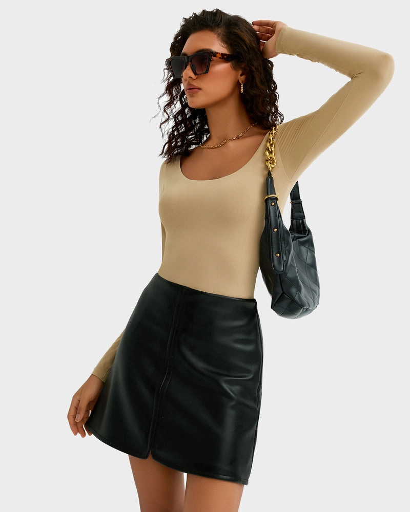 Scoop Neck Bodysuit Shapewear Going Out Tops