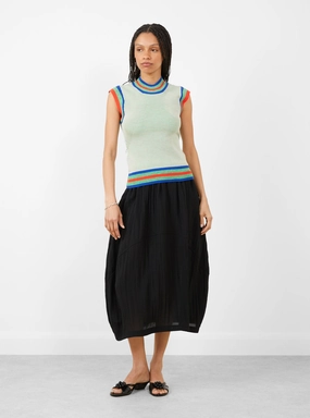 Scuba Knit Top Green and Beige Grid