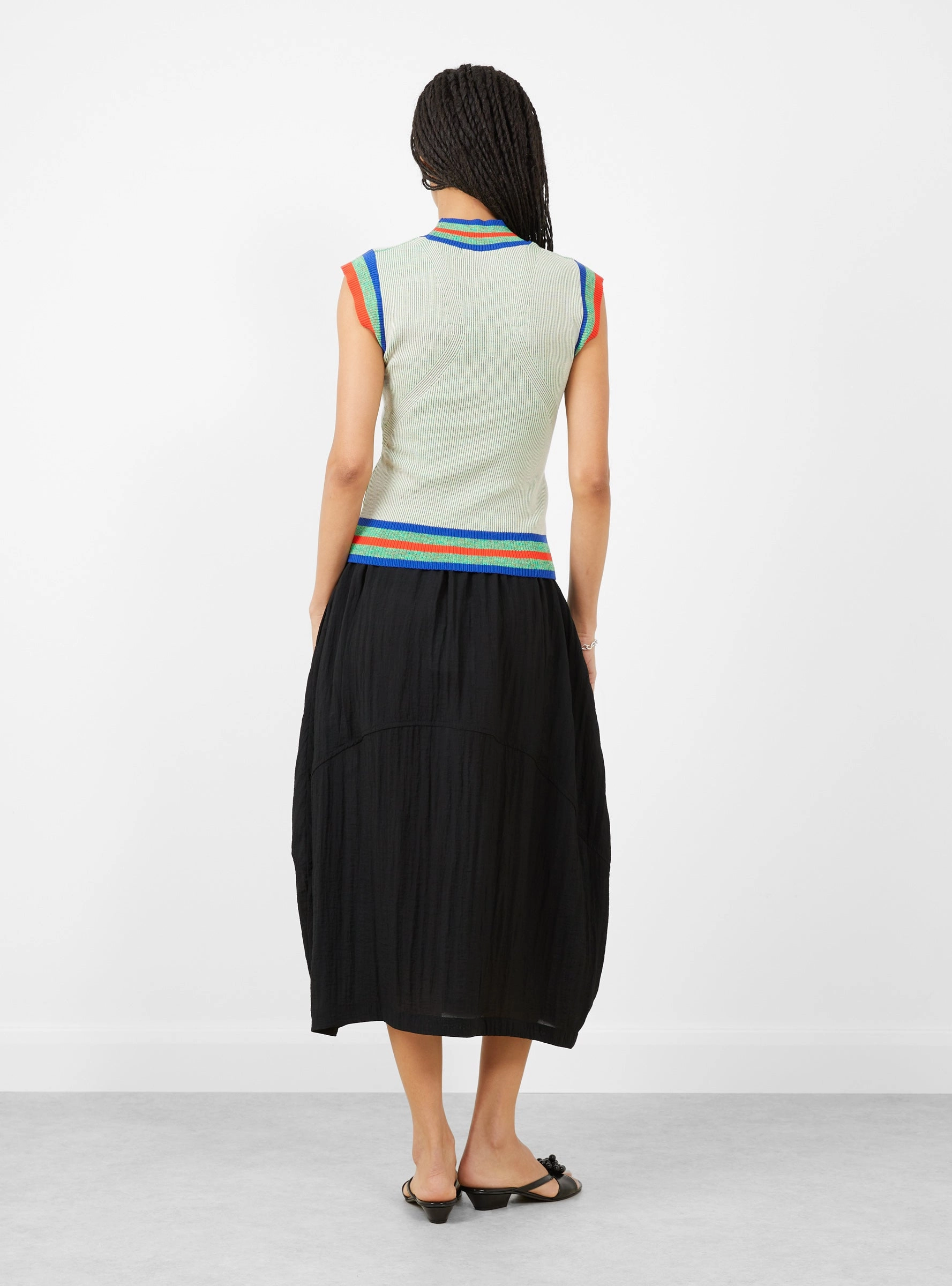 Scuba Knit Top Green and Beige Grid