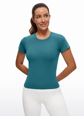 Seamless High Neck Short Sleeves Waist Length