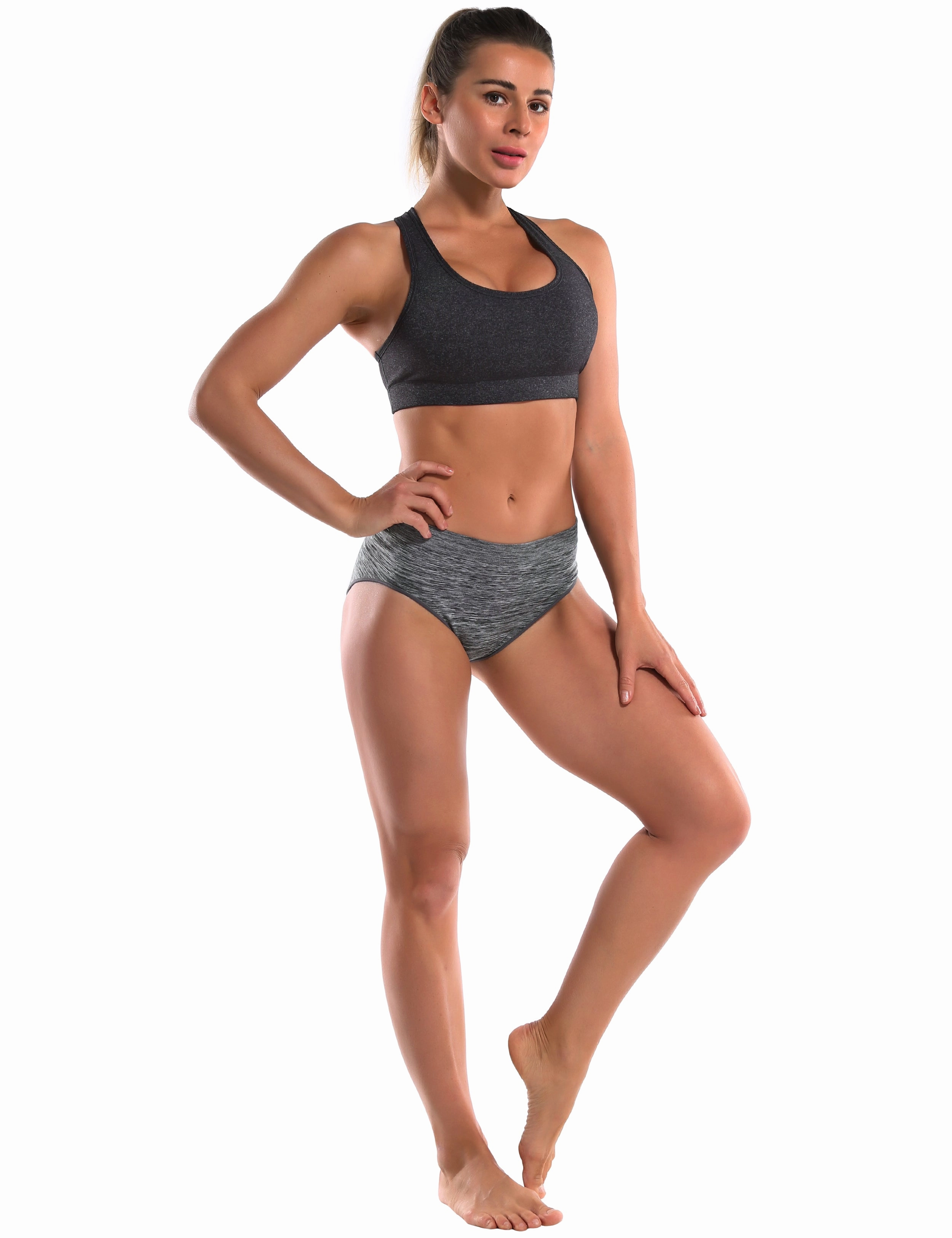 Seamless Sports Bikini Underwear heathercharcoal_Plus Size