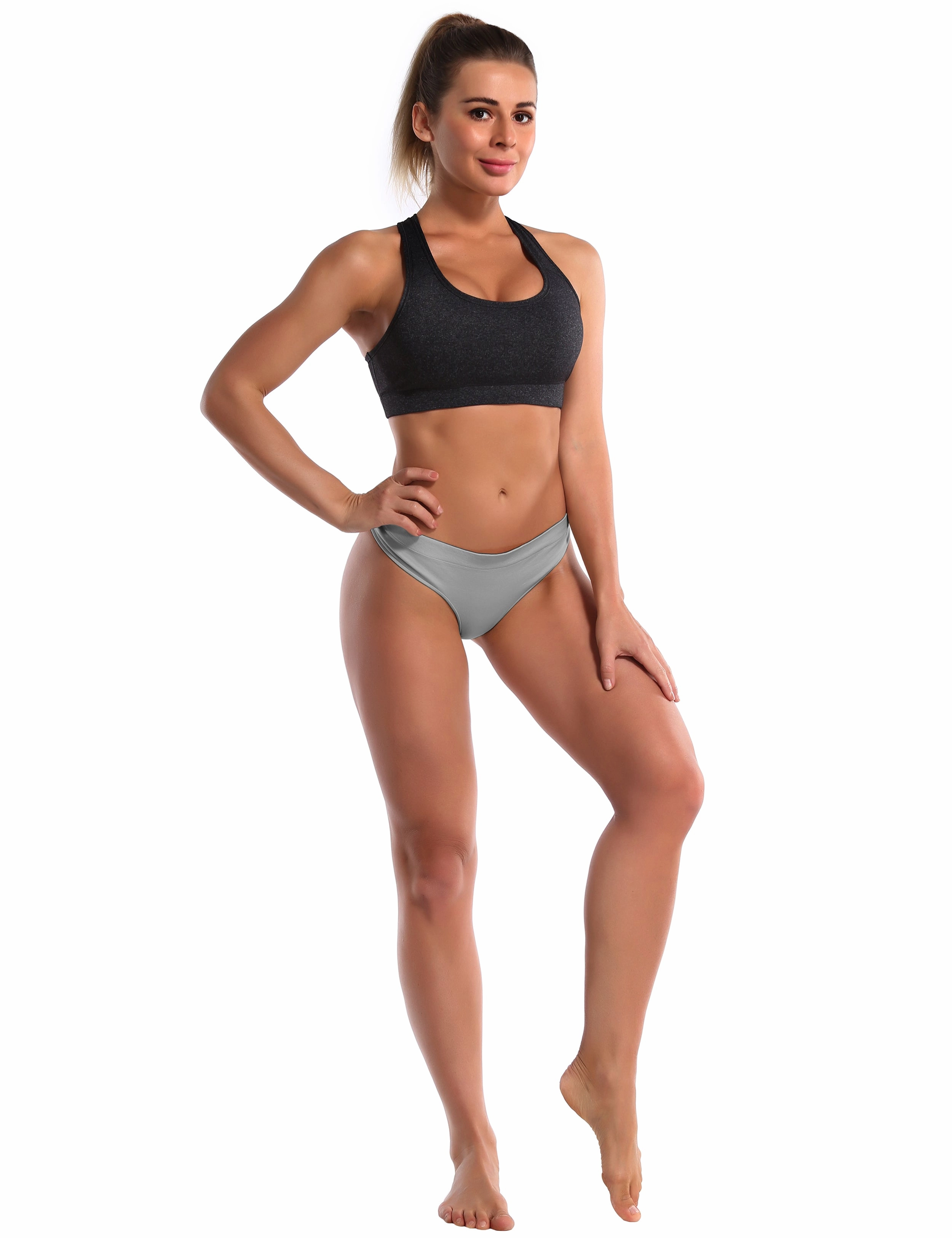 Seamless Sports Thongs Underwear gray_Jogging