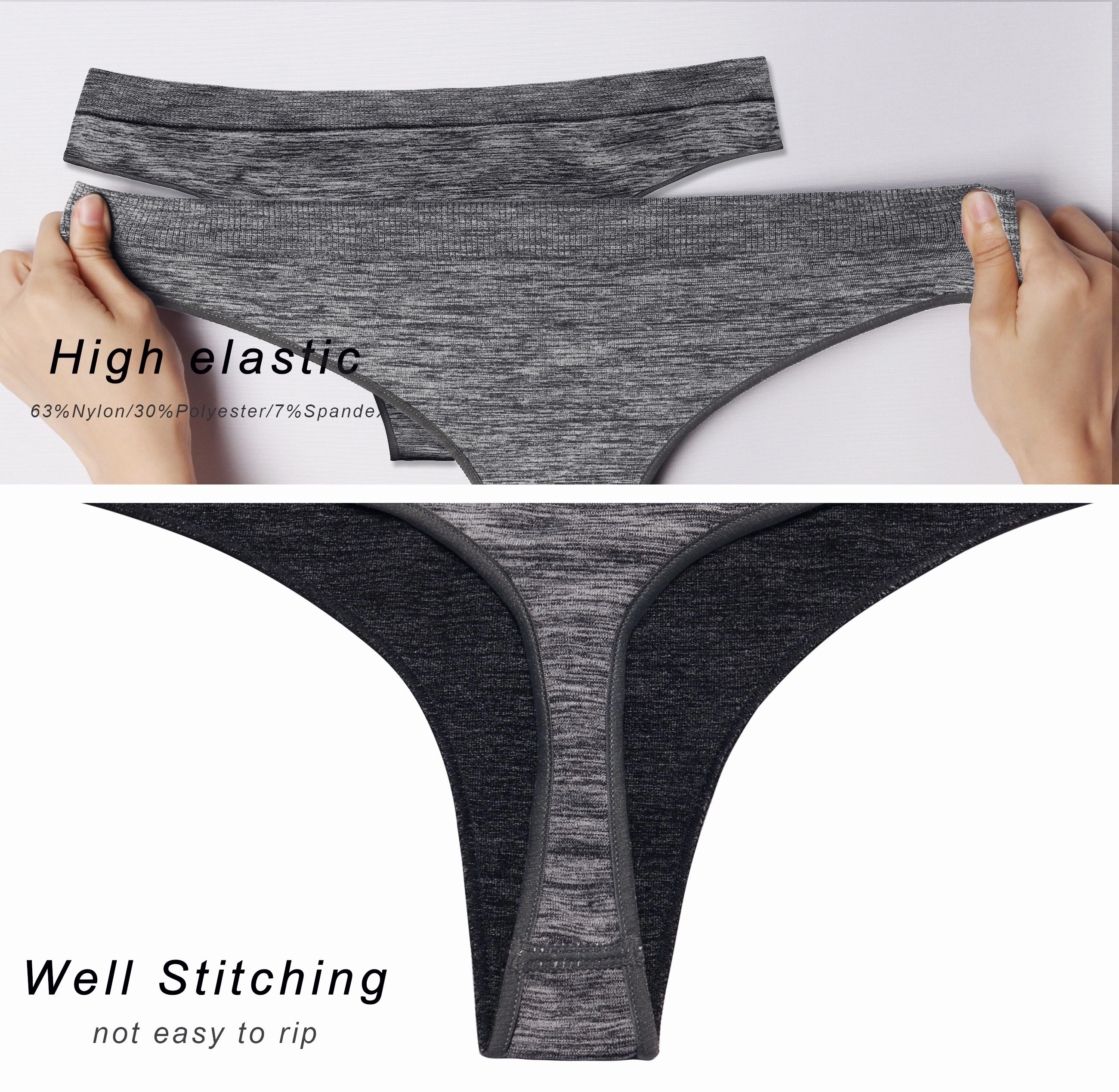 Seamless Sports Thongs Underwear heathercharcoal_Gym