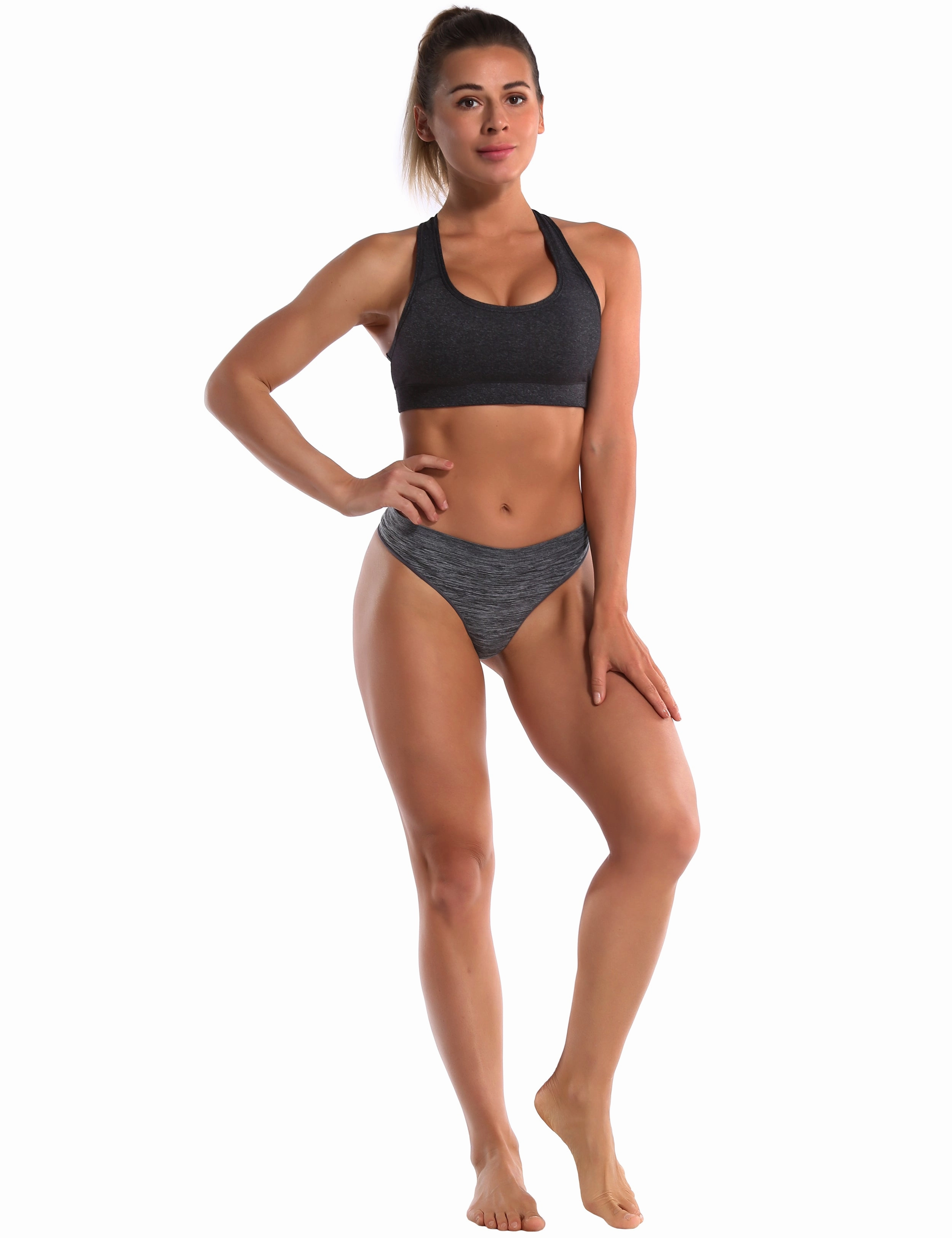 Seamless Sports Thongs Underwear heathercharcoal_Gym