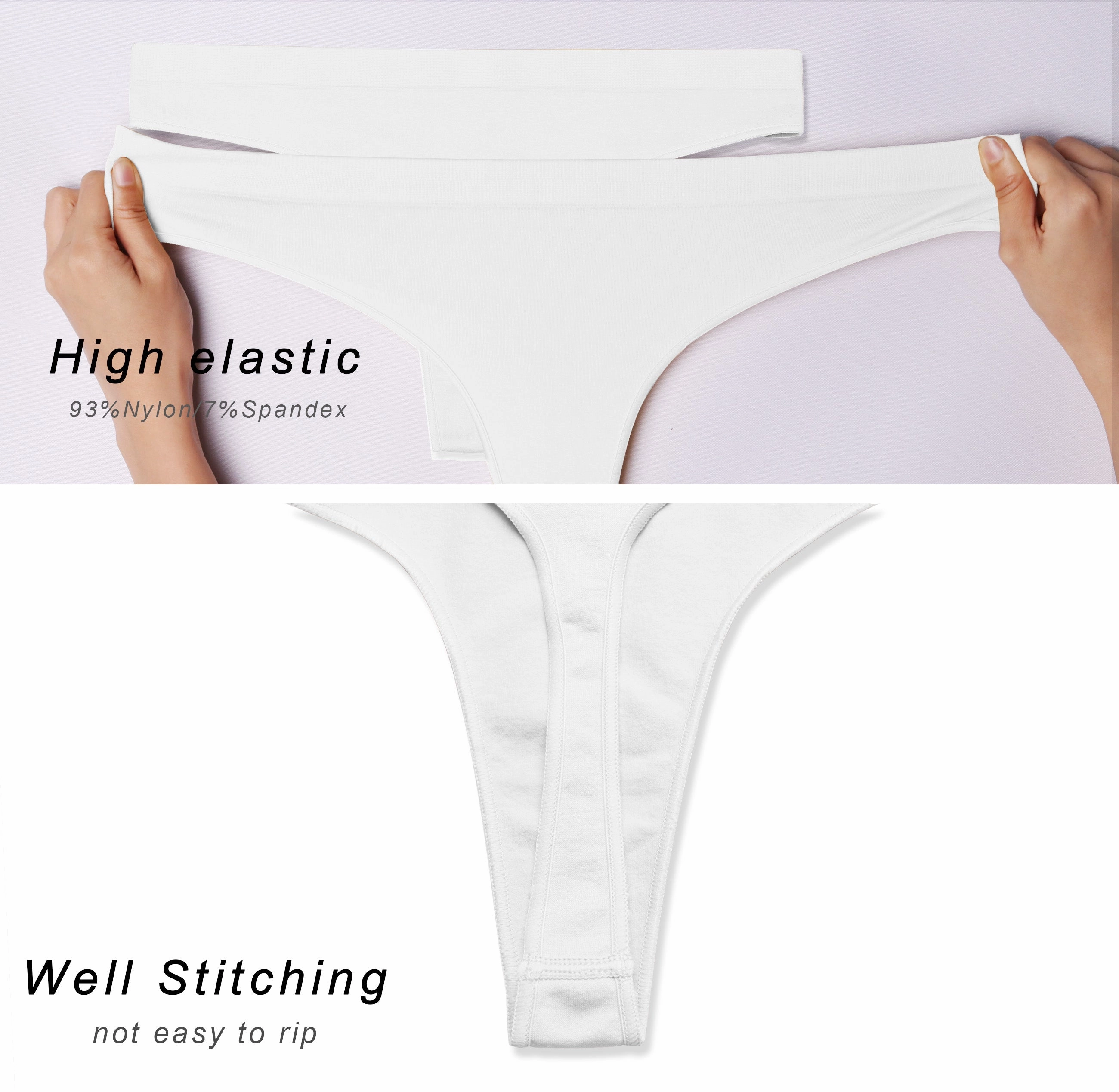Seamless Sports Thongs Underwear white_Plus Size