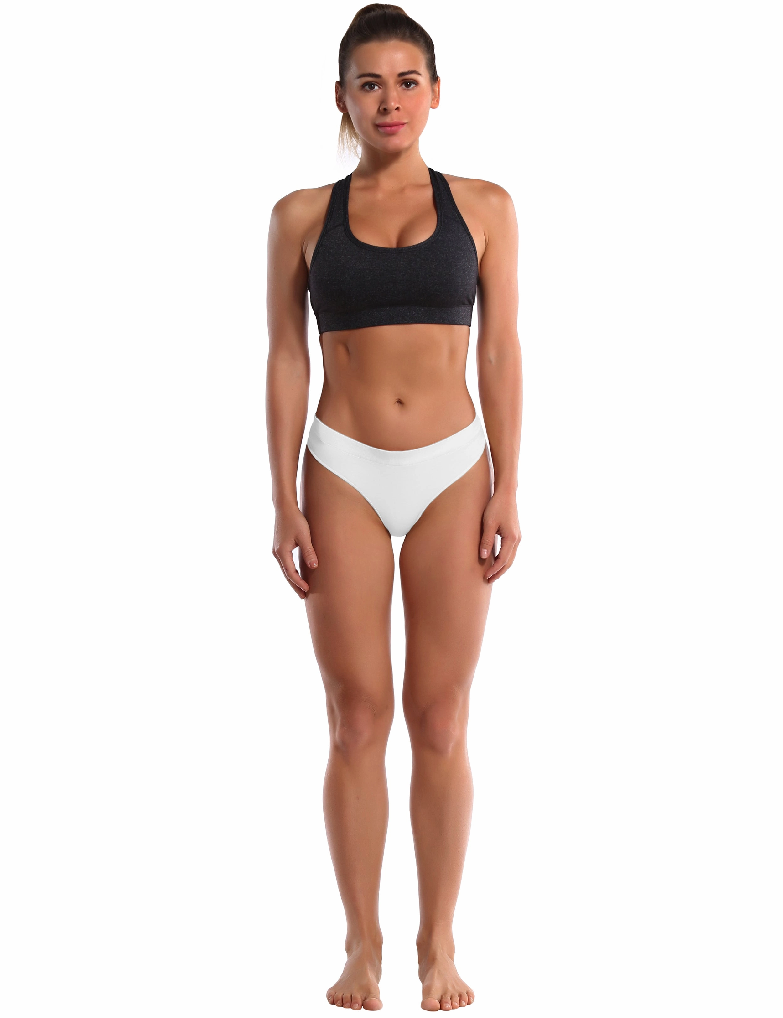 Seamless Sports Thongs Underwear white_Plus Size