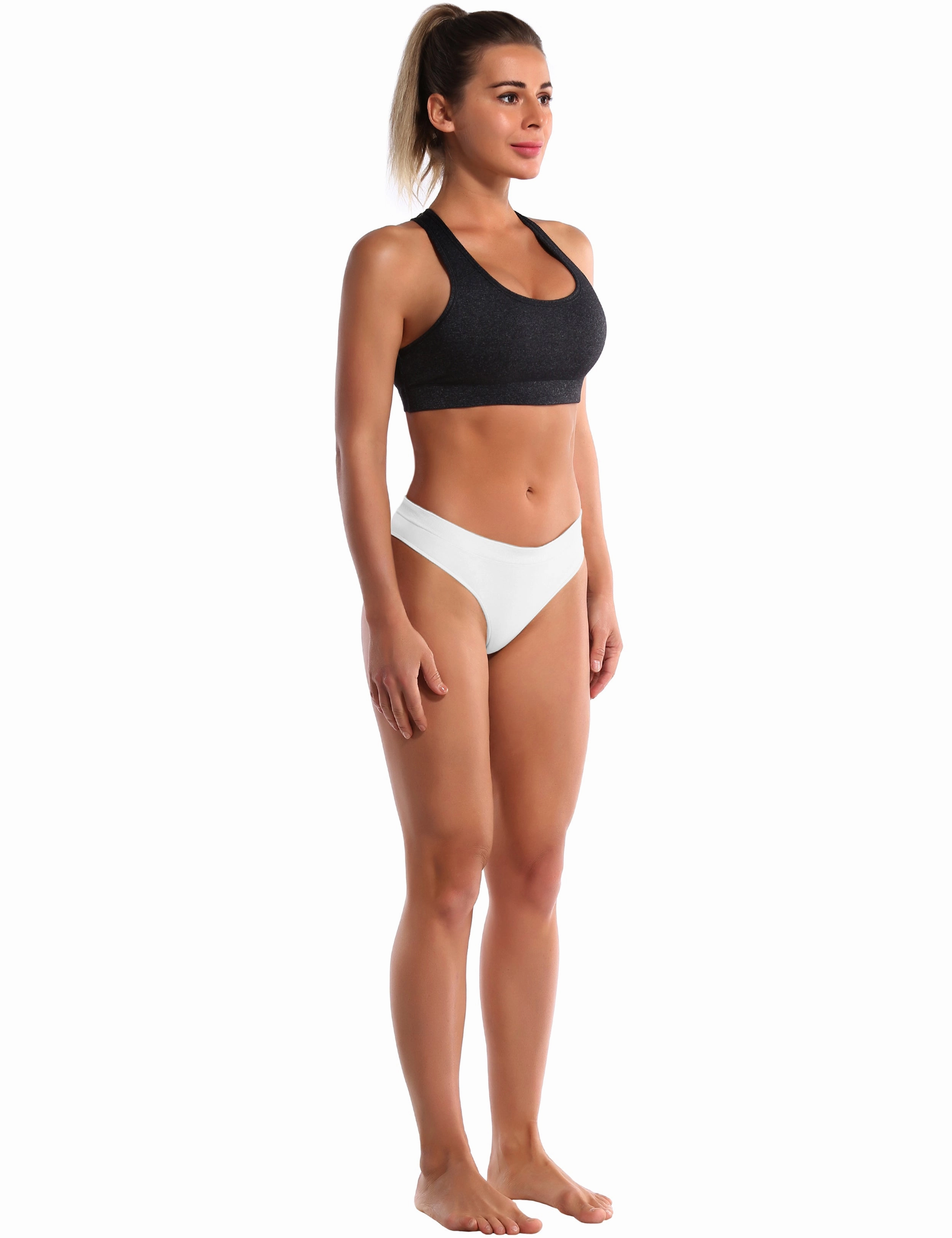 Seamless Sports Thongs Underwear white_Plus Size