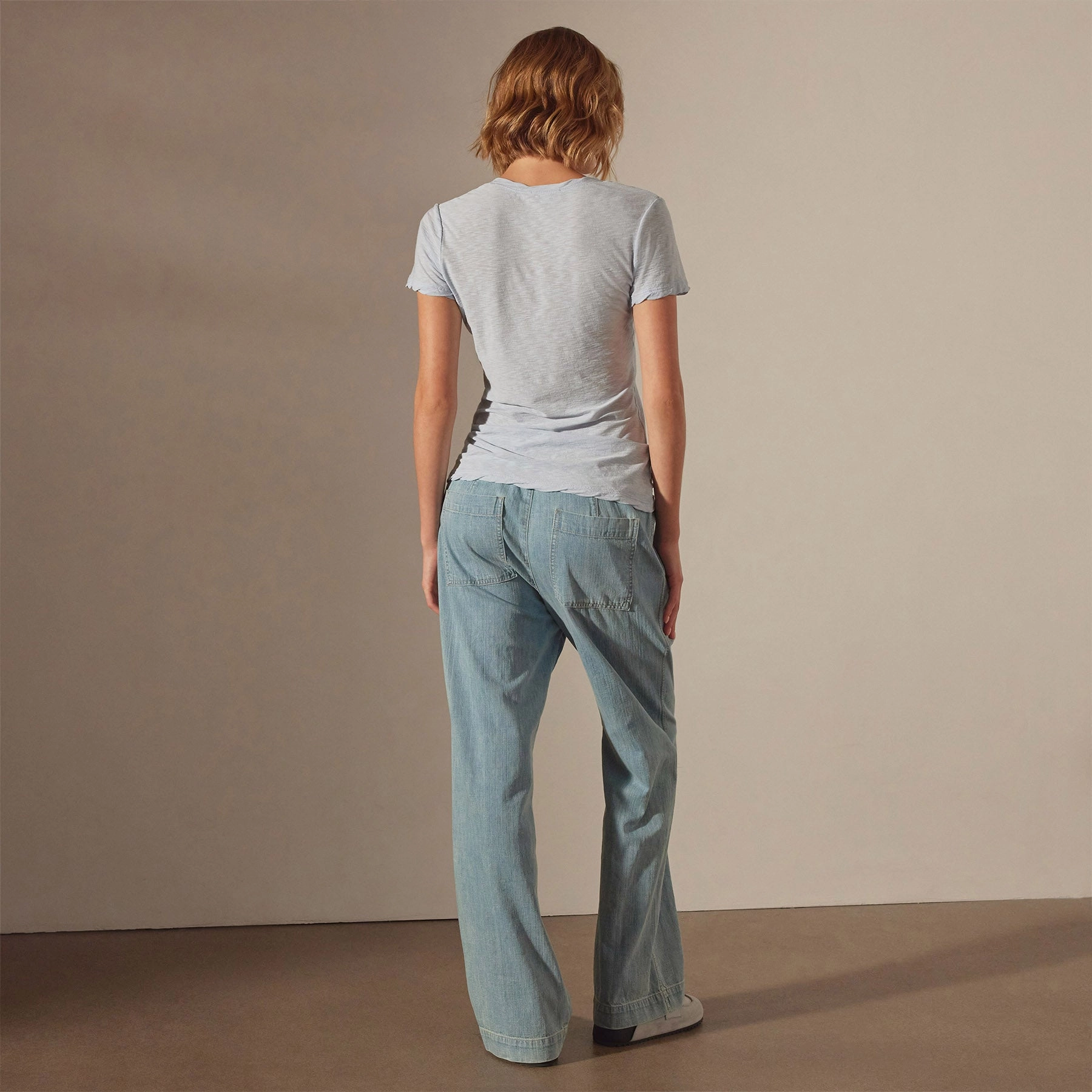 Sheer Slub Casual V Neck - Open Sky