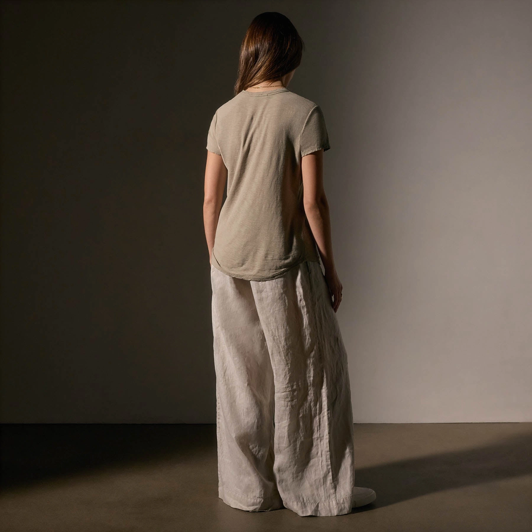 Sheer Slub Crew Neck Tee - Overcast