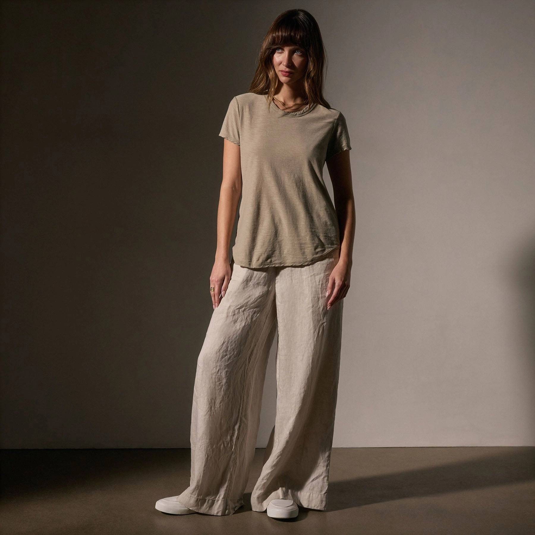 Sheer Slub Crew Neck Tee - Overcast