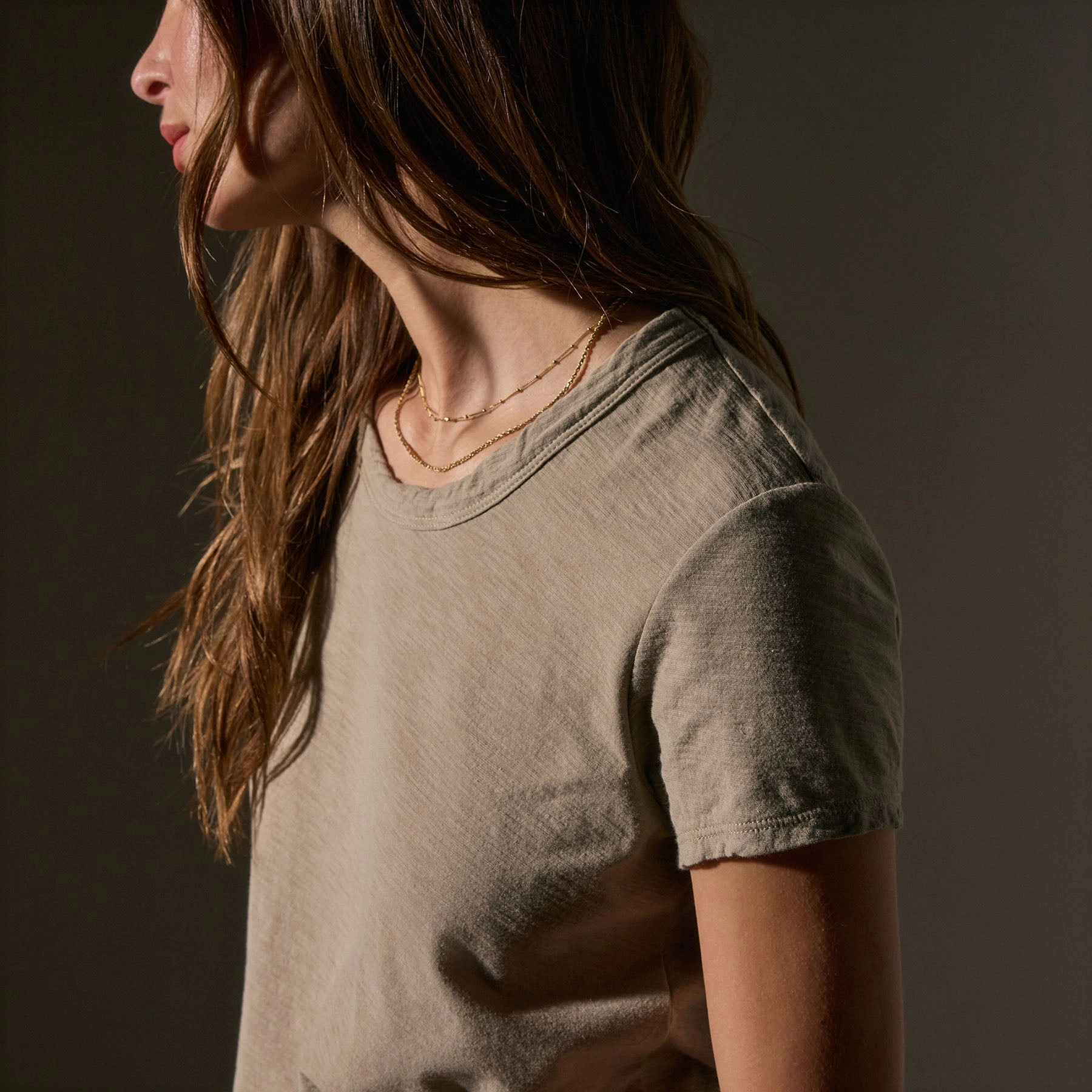 Sheer Slub Crew Neck Tee - Overcast