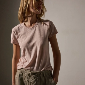 Sheer Slub Crew Neck Tee - Rosewater