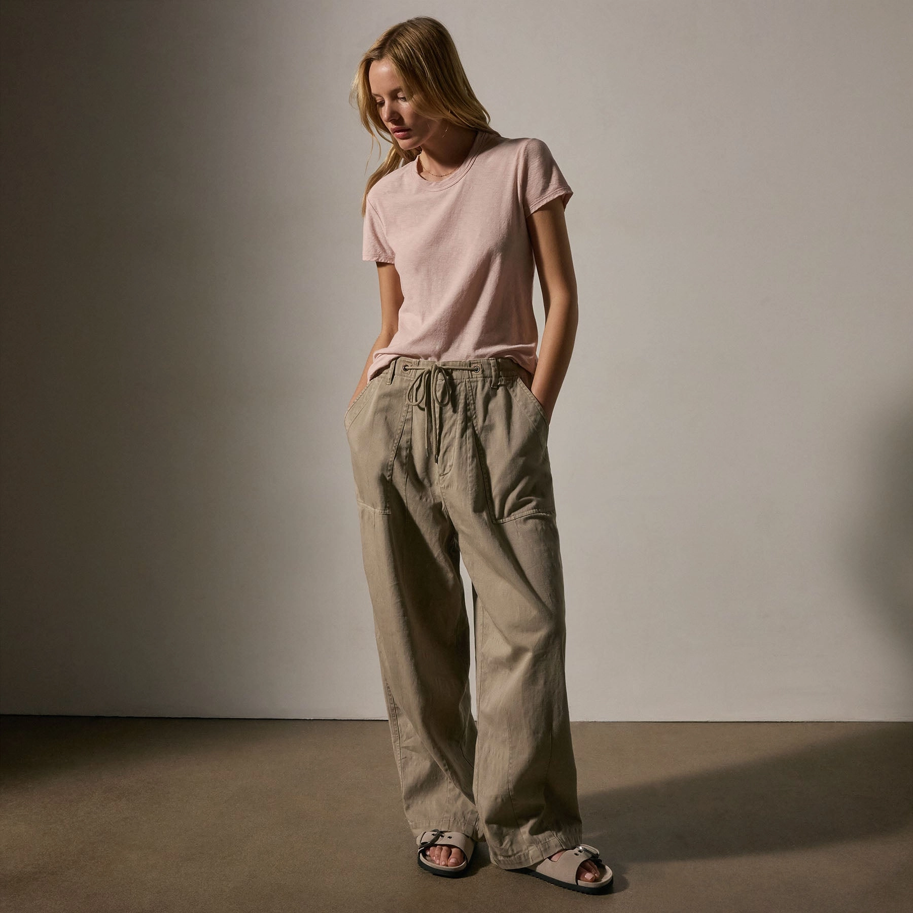 Sheer Slub Crew Neck Tee - Rosewater