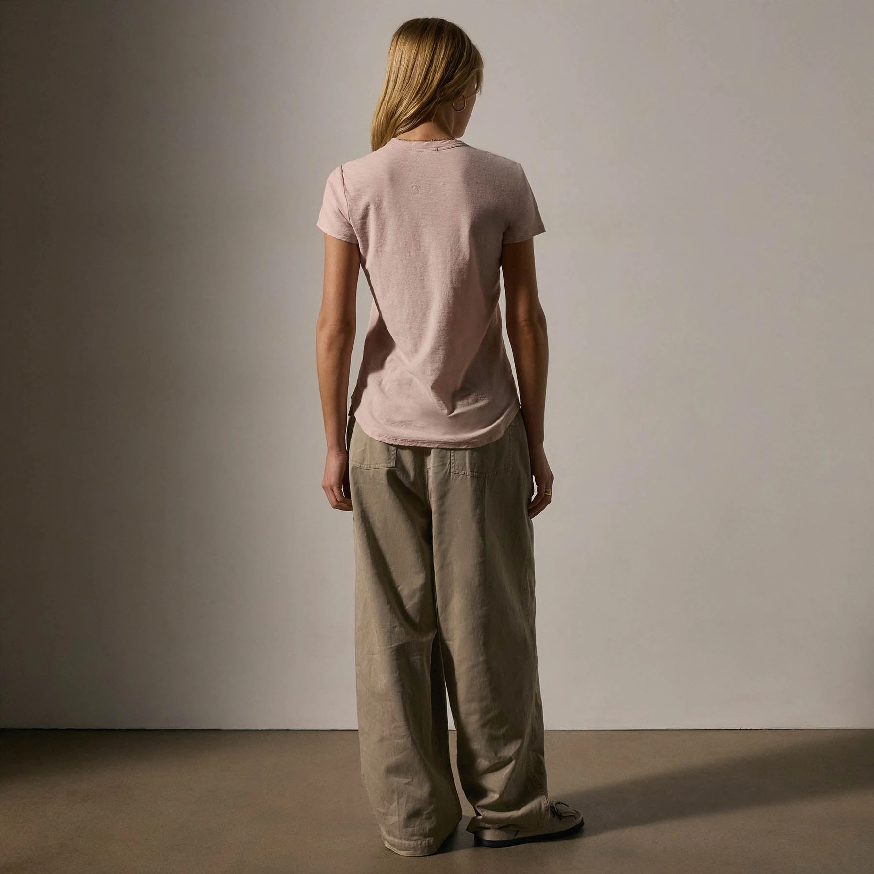 Sheer Slub Crew Neck Tee - Rosewater
