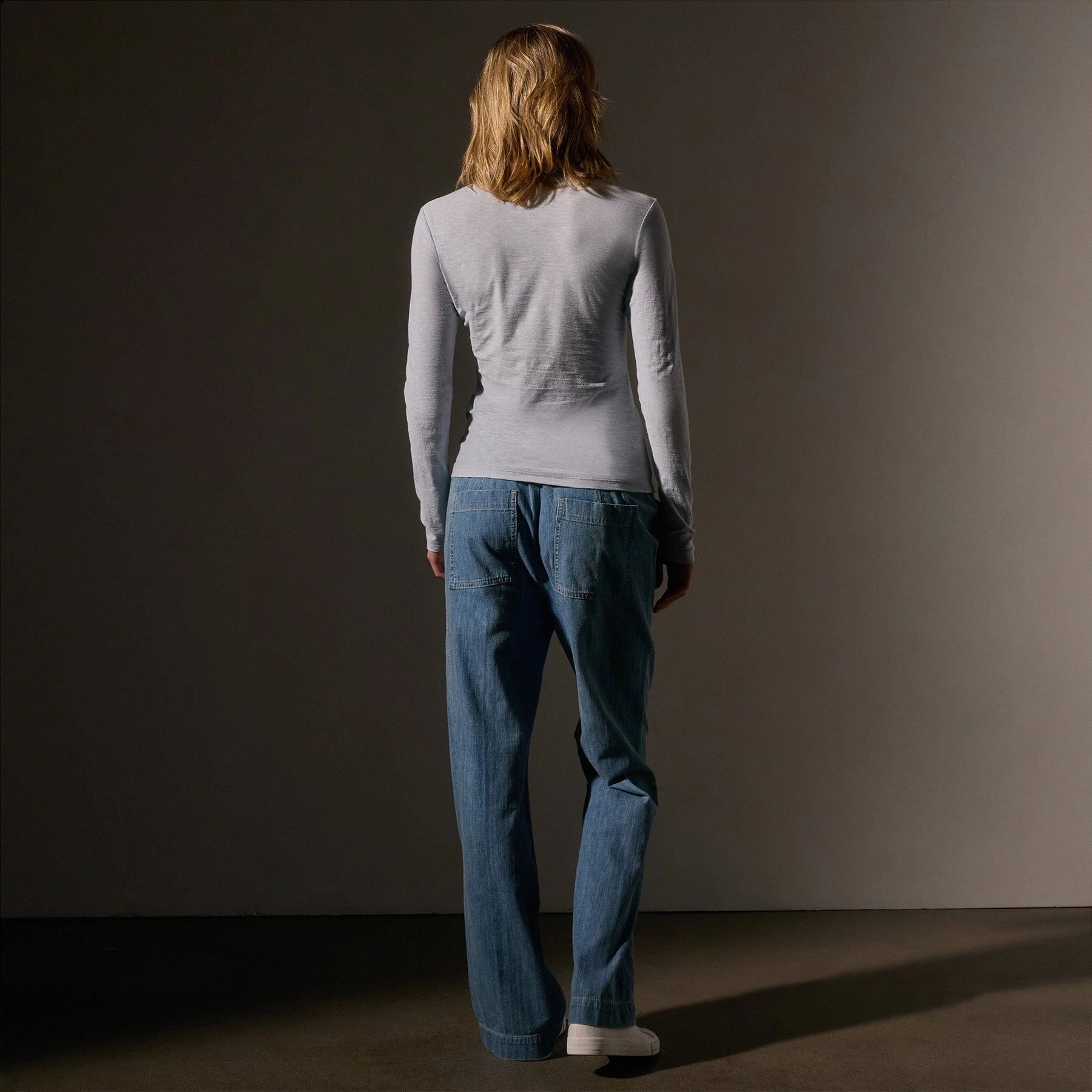 Sheer Slub Long Sleeve Crew - Grey Glacier