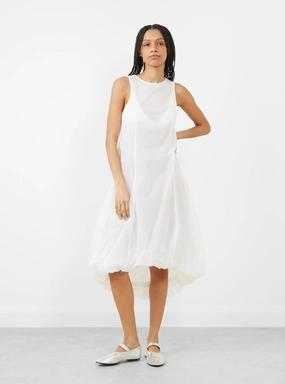 Sheer Volume Dress, White
