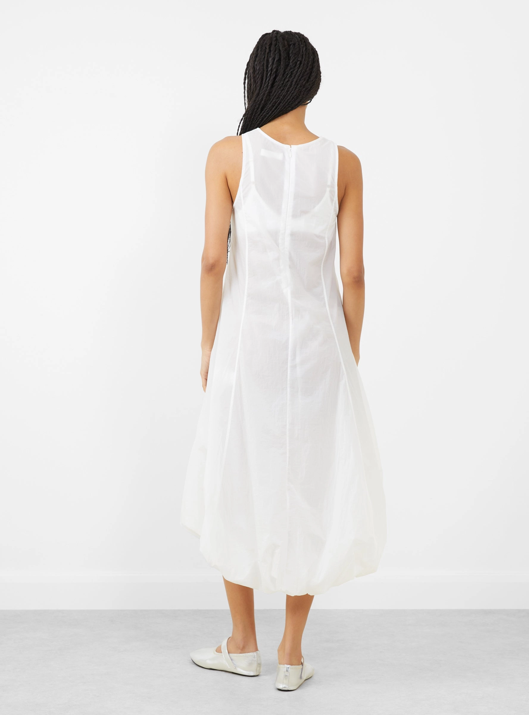 Sheer Volume Dress, White