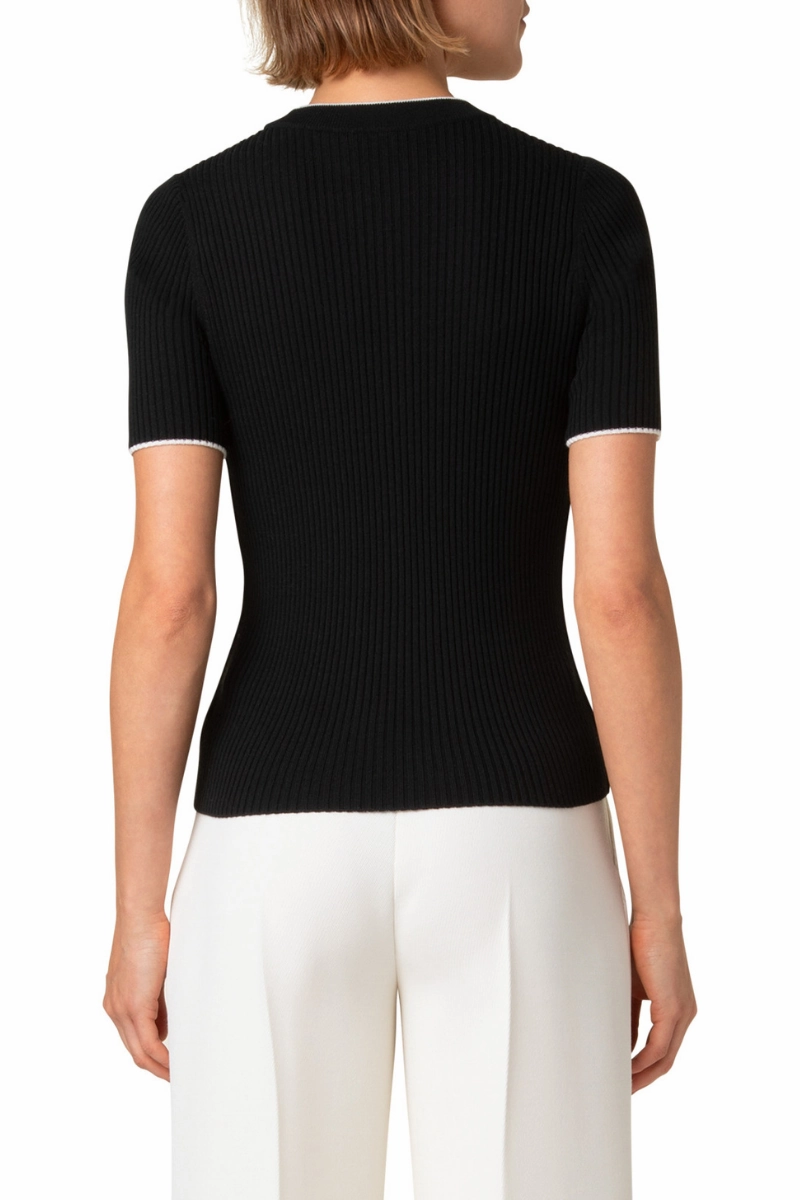 Short Sleeve Contrast Sweater