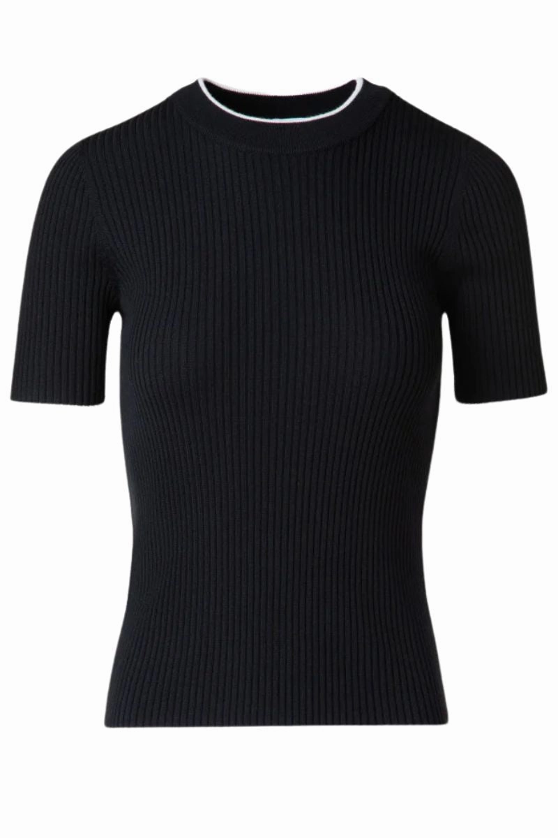 Short Sleeve Contrast Sweater