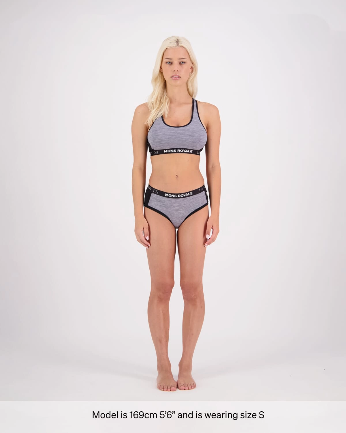 Sierra Merino Sports Bra - Grey Heather / Black