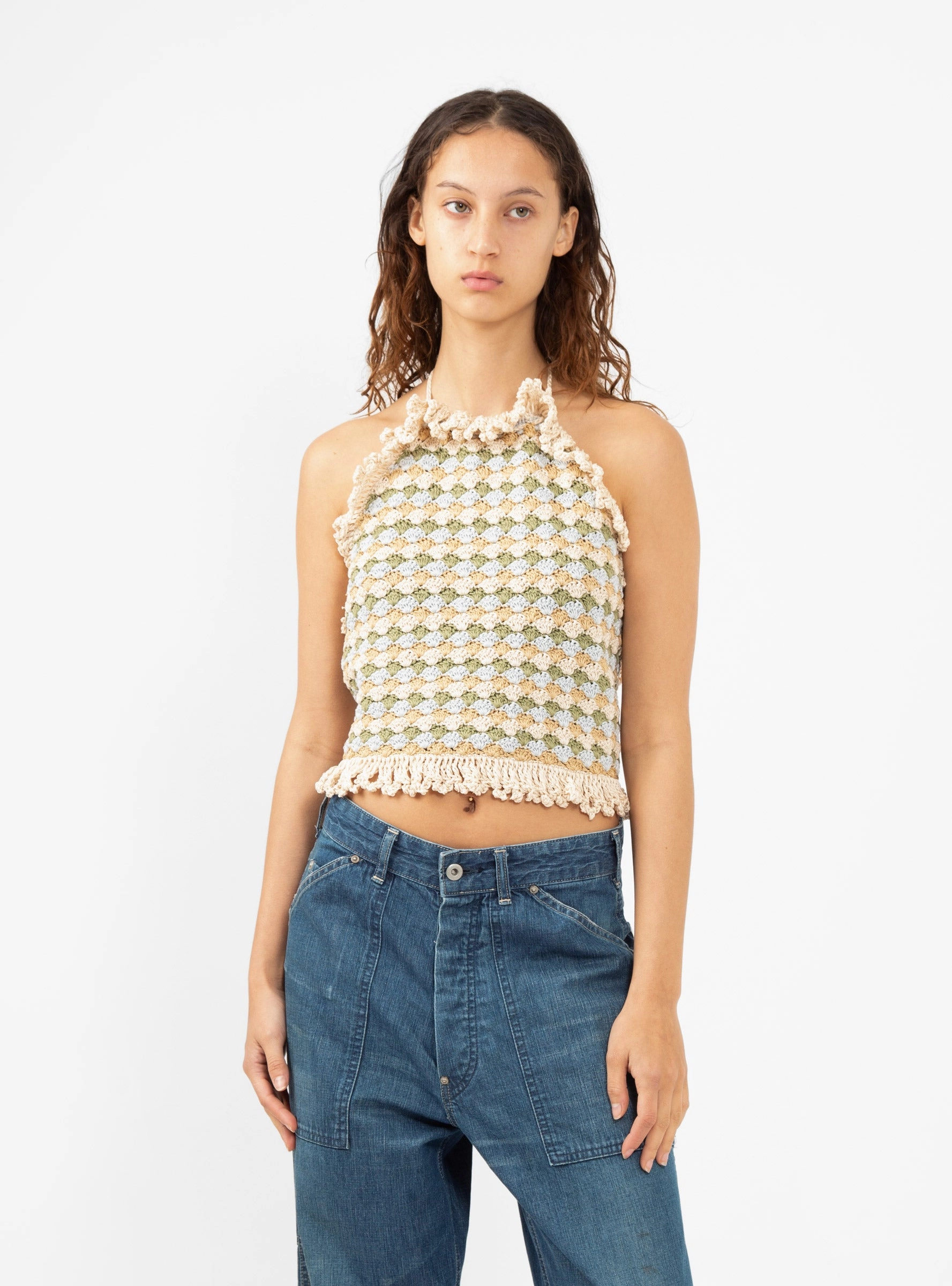 Siraka Top Beige, Blue & Green
