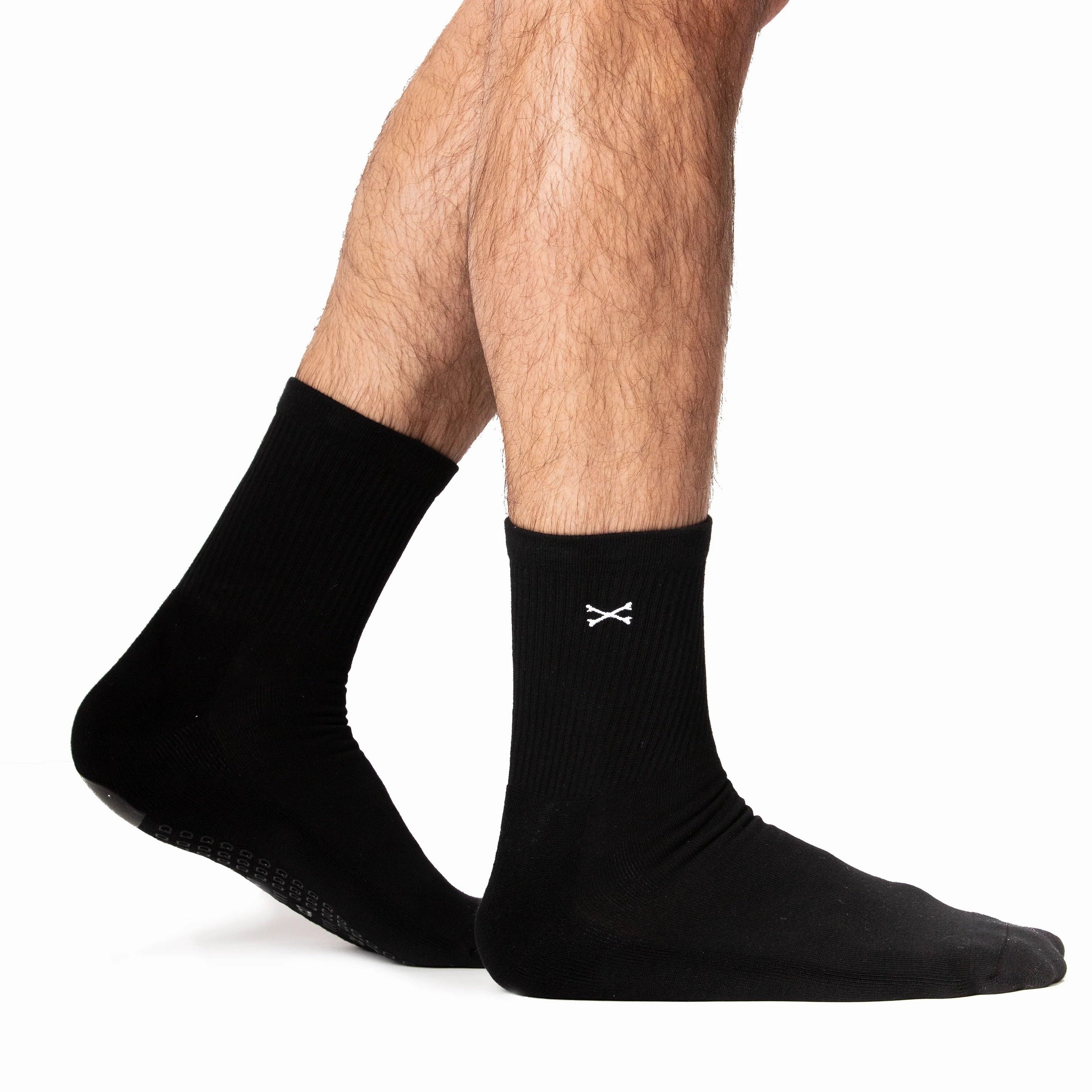 Skull and Bones - Mens Crew Grip Socks (Barre / Pilates)
