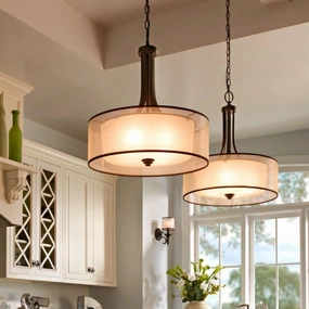 Sleek Contemporary Double Shade Bronze Pendant Light