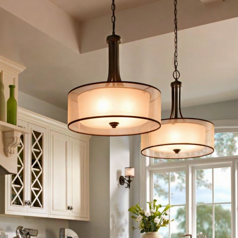Sleek Contemporary Double Shade Bronze Pendant Light