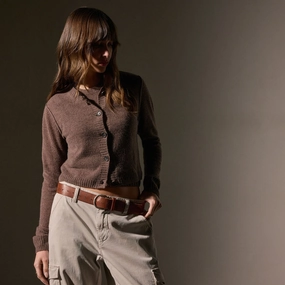 Soft Featherweight Cashmere Cardigan - Brown Stone