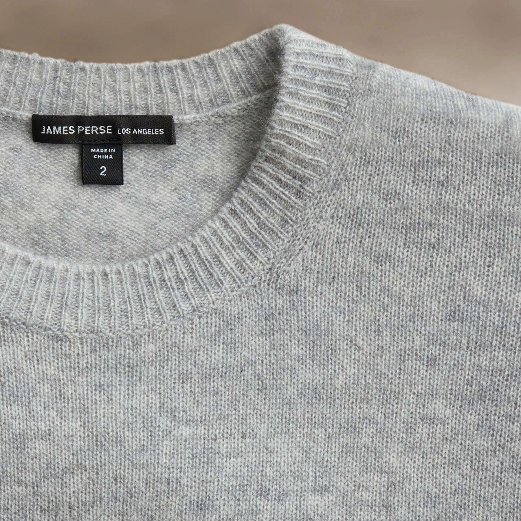Soft Featherweight Cashmere Crew - Light Heather Grey