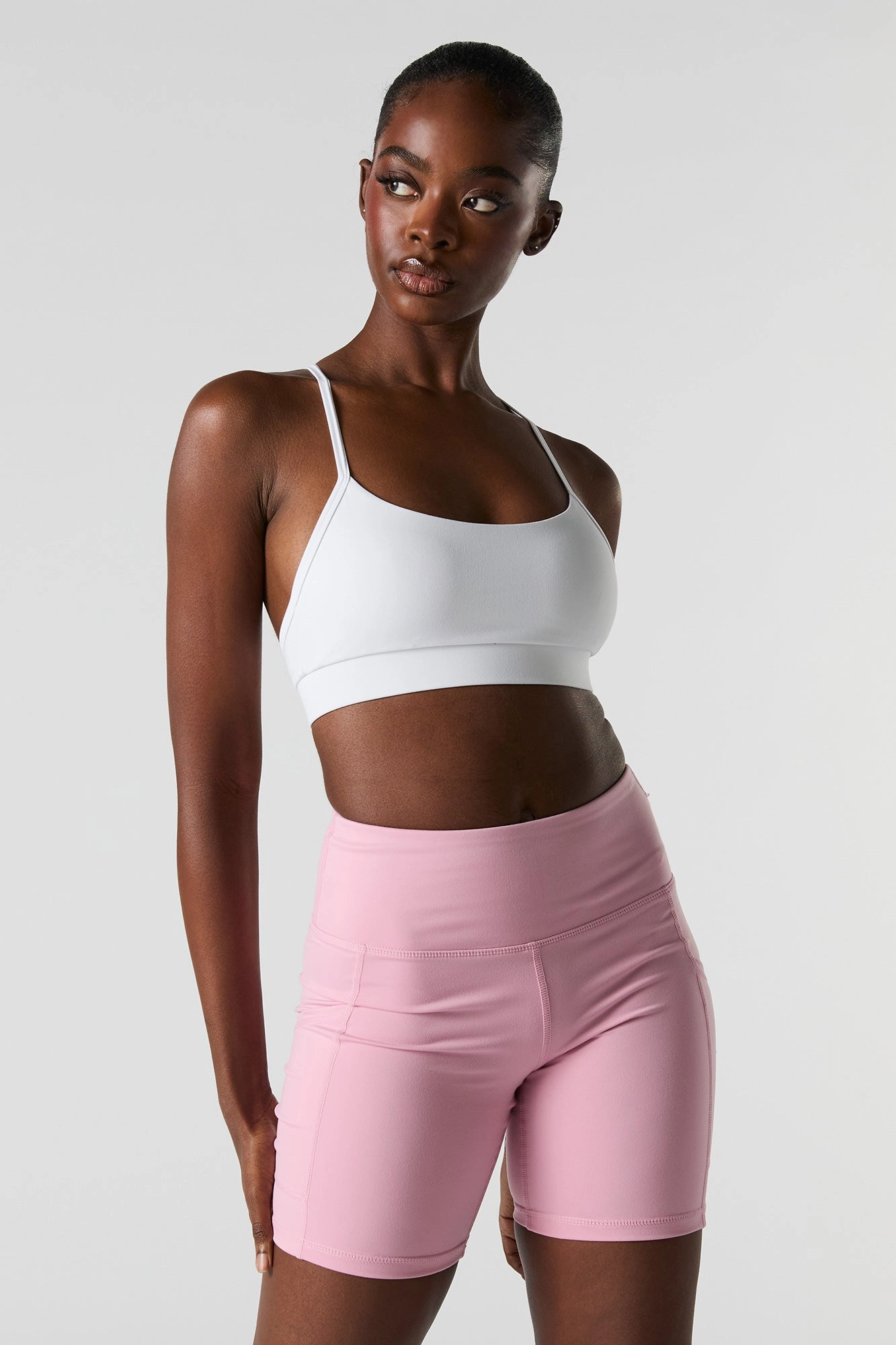 Solid Sports Bra with Built-In Bra Cups