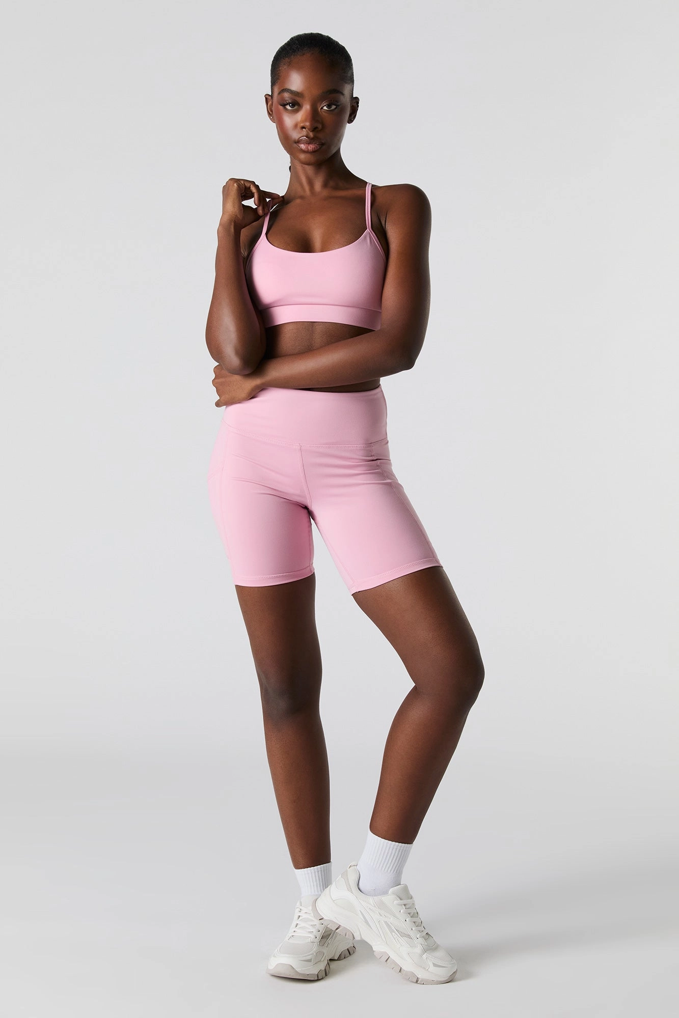 Solid Sports Bra with Built-In Bra Cups