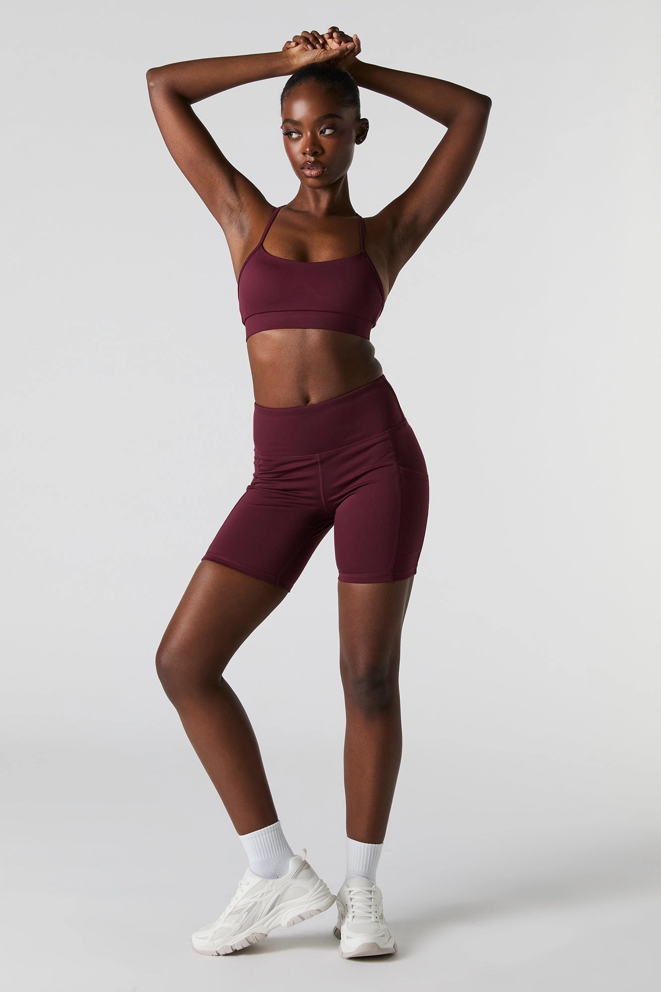 Solid Sports Bra with Built-In Bra Cups